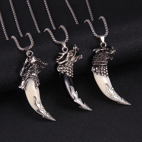 Bold Wolf Tooth & Dragon Head Necklace – Stainless Steel Statement Jewelry

Masculine / Gothic