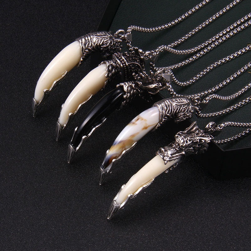 Bold Wolf Tooth & Dragon Head Necklace – Stainless Steel Statement Jewelry

Masculine / Gothic